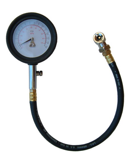 350mm Hose Angled Chuck Tyre Pressure Gauge - Click Image to Close